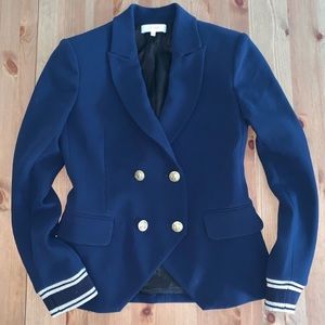 Scripted navy gold sailor blazer s nwot